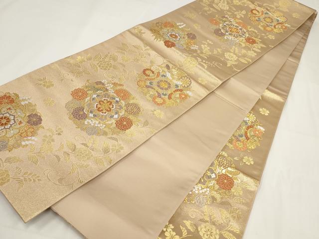 平和屋着物▼六通柄袋帯　花蝶丸文　金糸　正絹　逸品　AABF7906wj - Image 4