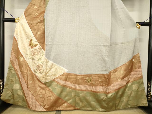 平和屋着物●訪問着　駒刺繍　花蝶文　金彩　正絹　逸品　AABF9020ck - Image 3