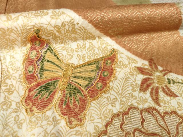 平和屋着物●訪問着　駒刺繍　花蝶文　金彩　正絹　逸品　AABF9020ck - Image 6