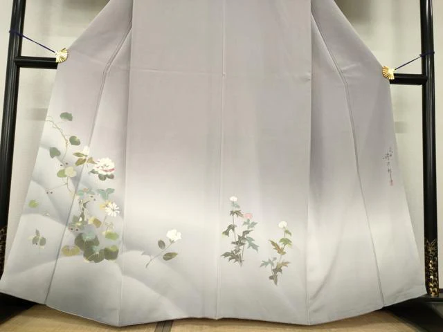 平和屋着物●二代目清次郎　手描き　訪問着　草花文　暈し染め　正絹　逸品　未使用　AABF9629ck - Image 3