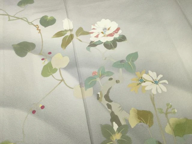 平和屋着物●二代目清次郎　手描き　訪問着　草花文　暈し染め　正絹　逸品　未使用　AABF9629ck - Image 4