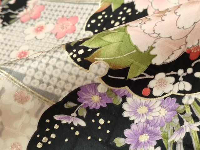 平和屋着物■上質な小紋　雪輪花文　金彩　やまと誂製　正絹　逸品　AABG3044st - Image 4