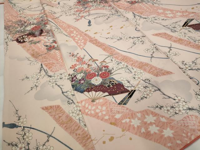 平和屋着物■上質な小紋　花車文　金彩　正絹　逸品　AABG3046st - Image 3