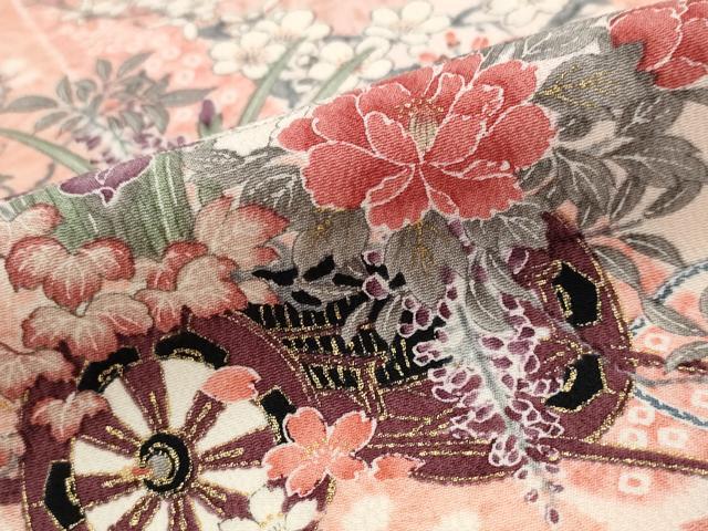 平和屋着物■上質な小紋　花車文　金彩　正絹　逸品　AABG3046st - Image 4