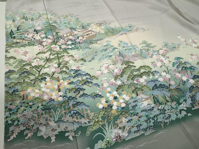 平和屋着物●京友禅作家　外池雅峰　訪問着　樹林風景文　暈し染め　正絹　逸品　未使用　CABC6664yc - Image 4