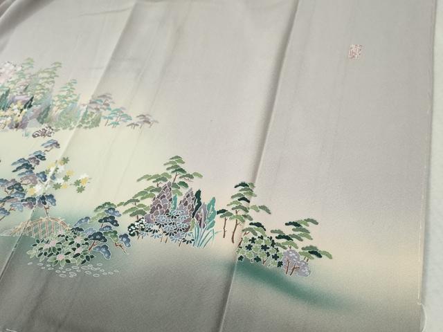 平和屋着物●京友禅作家　外池雅峰　訪問着　樹林風景文　暈し染め　正絹　逸品　未使用　CABC6664yc - Image 5