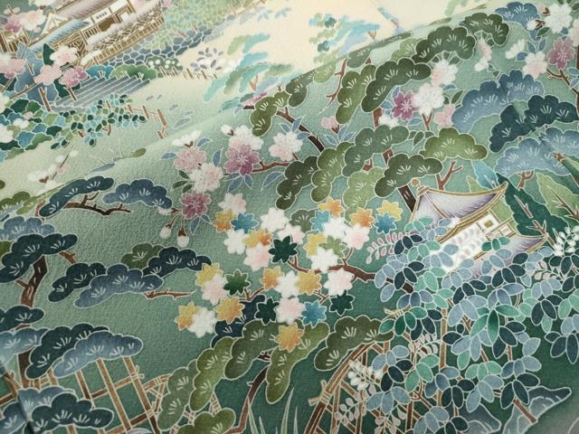 平和屋着物●京友禅作家　外池雅峰　訪問着　樹林風景文　暈し染め　正絹　逸品　未使用　CABC6664yc - Image 6