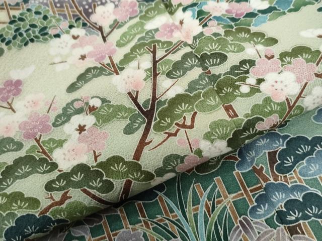 平和屋着物●京友禅作家　外池雅峰　訪問着　樹林風景文　暈し染め　正絹　逸品　未使用　CABC6664yc - Image 7