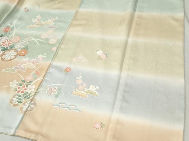 平和屋着物●訪問着　駒刺繍　花車文　暈し染め　金彩　正絹　逸品　未使用　CABC6724yc - Image 5