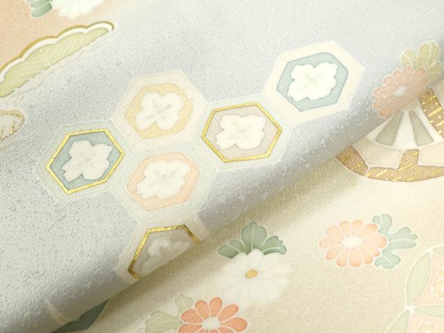 平和屋着物●訪問着　駒刺繍　花車文　暈し染め　金彩　正絹　逸品　未使用　CABC6724yc - Image 6