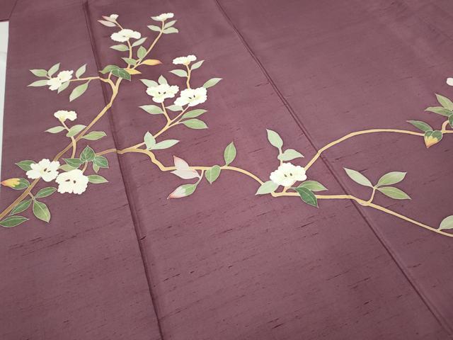 平和屋着物●本加賀友禅作家　成竹登茂男　訪問着　白山紬　枝花文　正絹　逸品　CABD0258ut - Image 4