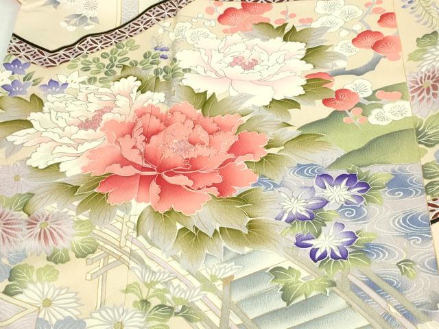 平和屋着物■豪華振袖　風景草花文　暈し染め　正絹　逸品　DABC0438sf - Image 4