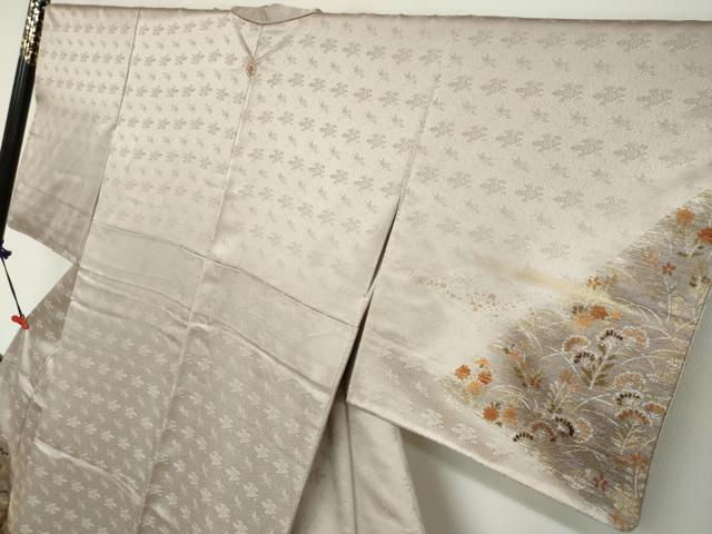 平和屋着物●訪問着　刺繍　草花文　金彩　正絹　逸品　DABC2052ud - Image 3