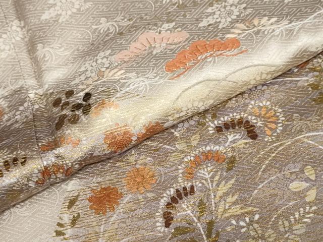 平和屋着物●訪問着　刺繍　草花文　金彩　正絹　逸品　DABC2052ud - Image 7