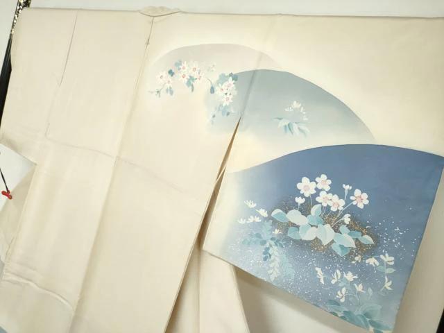 平和屋着物●訪問着　作家物　草花文　金彩　正絹　逸品　DABC2078ud - Image 3