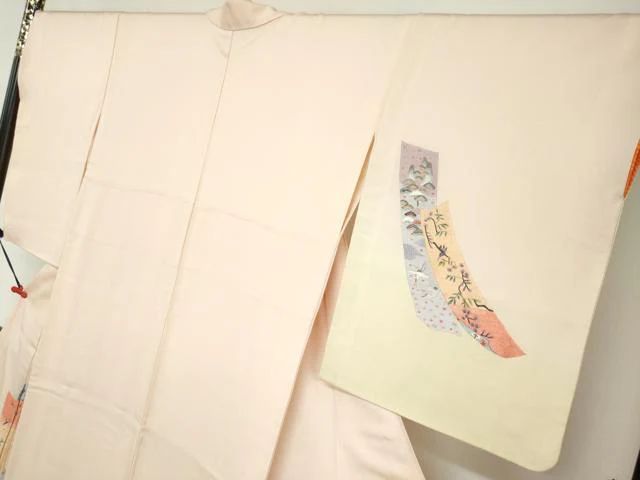 平和屋着物▼訪問着　総刺繍　短冊人物風景花鳥文　暈し染め　金糸　正絹　逸品　DABC2151ud - Image 3