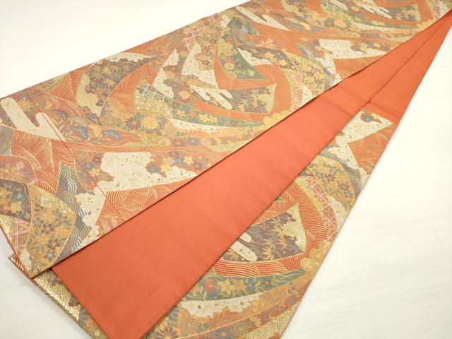 平和屋着物◎伝統工芸士　平田藤三郎　六通柄袋帯　束ね熨斗草花文　金糸　正絹　逸品　DABC5729xg - Image 5