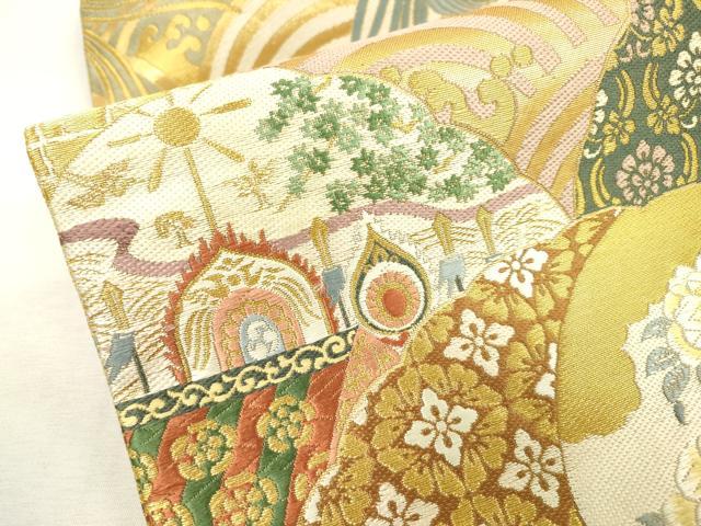 平和屋着物▼六通柄袋帯　唐織　鴛鴦吉祥花文　金糸　正絹　逸品　DABC6355fe - Image 4