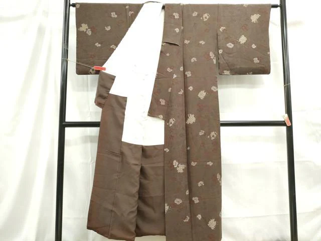 平和屋着物■上質な小紋　草花文　金彩　正絹　逸品　DABC9216qa - Image 3