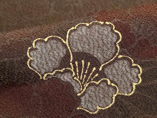 平和屋着物■上質な小紋　草花文　金彩　正絹　逸品　DABC9216qa - Image 4