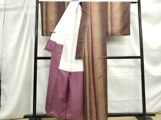 平和屋着物■上質な紬　間道　正絹　逸品　DABC9225qa - Image 3