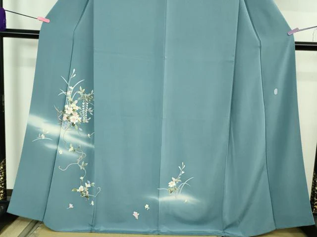 平和屋着物●極上　本加賀友禅作家　南克治　訪問着　草花文　暈し染め　薄花色地　逸品　DZAB4398kh6 - Image 4