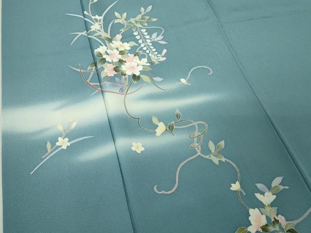 平和屋着物●極上　本加賀友禅作家　南克治　訪問着　草花文　暈し染め　薄花色地　逸品　DZAB4398kh6 - Image 5