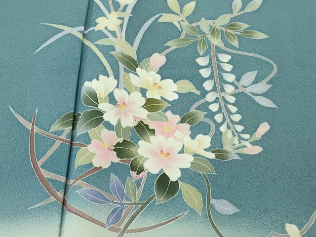 平和屋着物●極上　本加賀友禅作家　南克治　訪問着　草花文　暈し染め　薄花色地　逸品　DZAB4398kh6 - Image 6