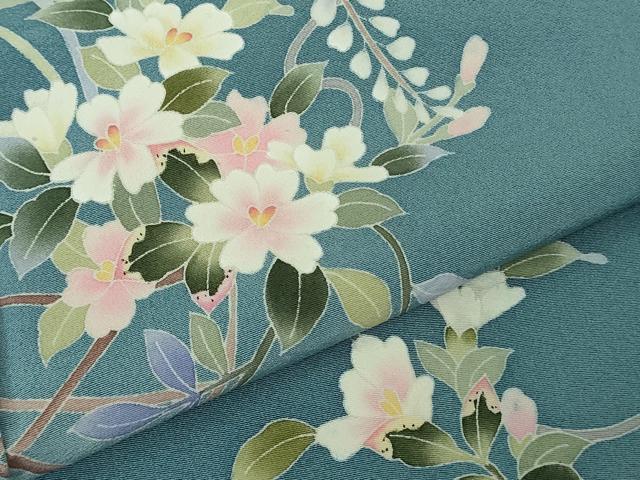 平和屋着物●極上　本加賀友禅作家　南克治　訪問着　草花文　暈し染め　薄花色地　逸品　DZAB4398kh6 - Image 7