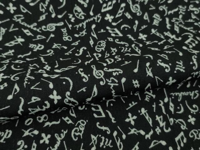 平和屋着物●極上　小紋　音符　音楽記号　ト音記号　黒地　逸品　未使用　DZAB4408kh6 - Image 7