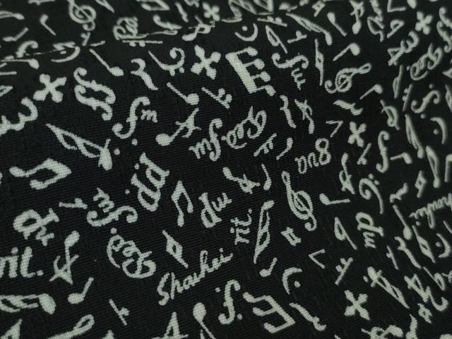平和屋着物●極上　小紋　音符　音楽記号　ト音記号　黒地　逸品　未使用　DZAB4408kh6 - Image 8