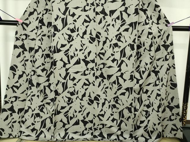 平和屋着物●極上　小紋　千尋庵　草花シルエット　黒地　銀糸　伊と幸　反端付き　逸品　未使用　DZAB4437kh6 - Image 5
